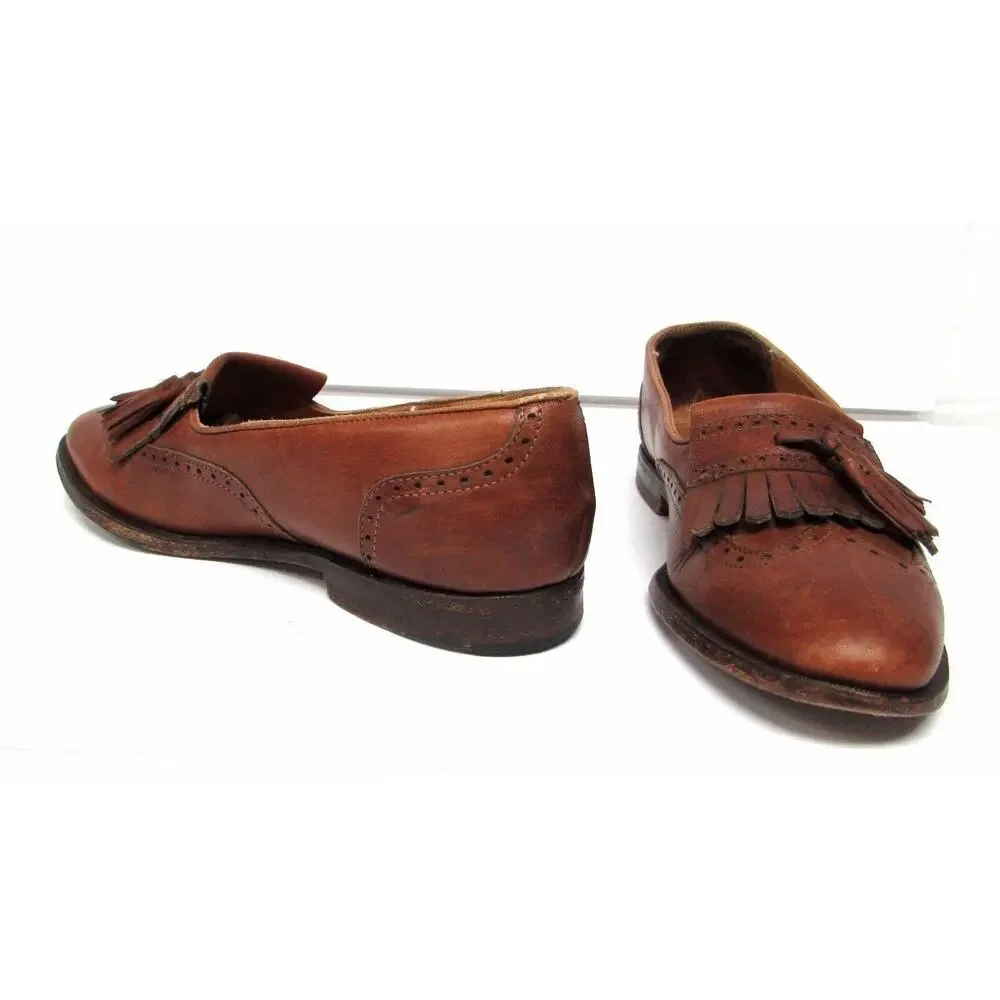 Cole Haan 9.5 d brown leather loafers with tassles shoes dress wing tip